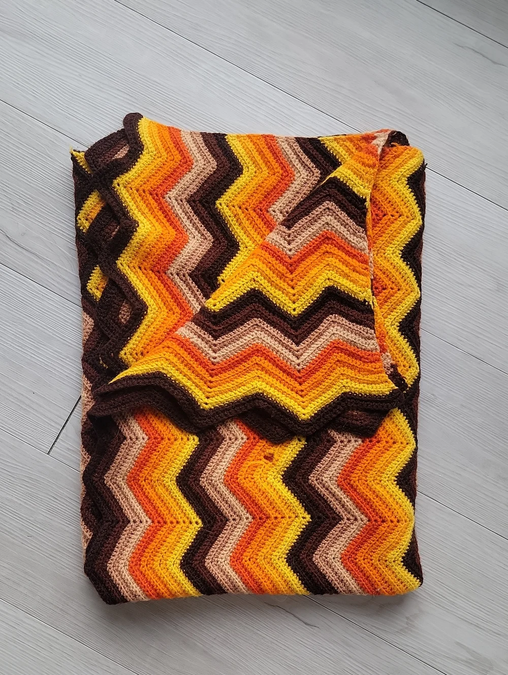 Handmade Chevron Knit Skirt in Yellow, Orange & Brown